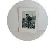 Литография старинная "Рыболов" Перов №13558