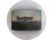 Лаковая шкатулка "Военные самолеты" Федоскино Бурбышев 1950 год Редкая!!! №13863